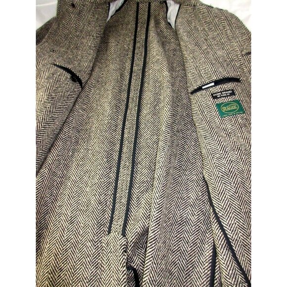 OOBE Brand Men's Wool Lowell Trench Top Coat Herringbone Brown Black Ink NWT - Picture 9 of 10